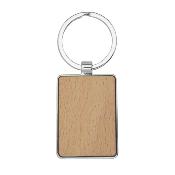 Porte-clés rectangulaire en bois de hêtre, habillage métallique