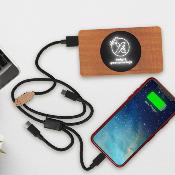 Batterie de secours/Powerbank en bambou avec logo lumineux