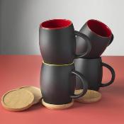 Mug céramique avec dessous de verre en bois - 400ml