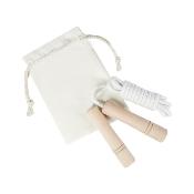 Corde à sauter en bois avec pochette en coton