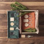 Porte-clés rectangulaire en bois de hêtre, habillage métallique