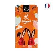 Pochette avec deux œufs en chocolat