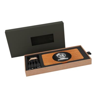 Batterie de secours/Powerbank en bambou avec logo lumineux