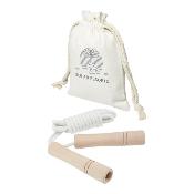 Corde à sauter en bois avec pochette en coton