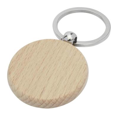 Porte-clés rond en bois de hêtre