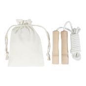 Corde à sauter en bois avec pochette en coton