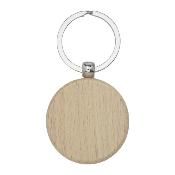 Porte-clés rond en bois de hêtre