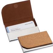 Etui porte-cartes de visite en métal et liège