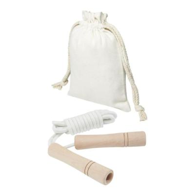 Corde à sauter en bois avec pochette en coton
