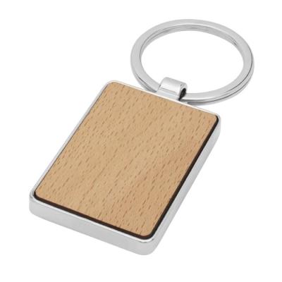 Porte-clés rectangulaire en bois de hêtre, habillage métallique