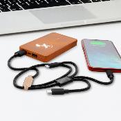Batterie de secours/Powerbank en bois avec logo lumineux