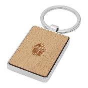 Porte-clés rectangulaire en bois de hêtre, habillage métallique