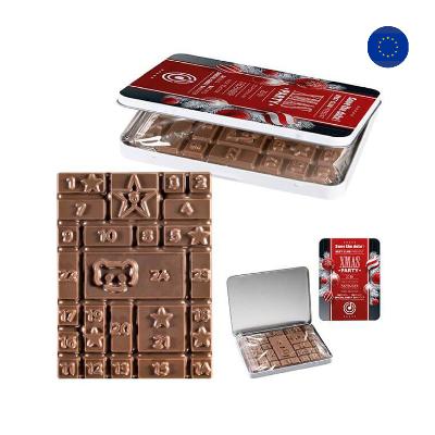 Calendrier de l'Avent dans une boîte métallique - chocolat personnalisé