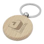 Porte-clés rond en bois de hêtre