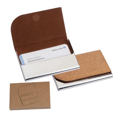 Etui porte-cartes de visite en métal et liège